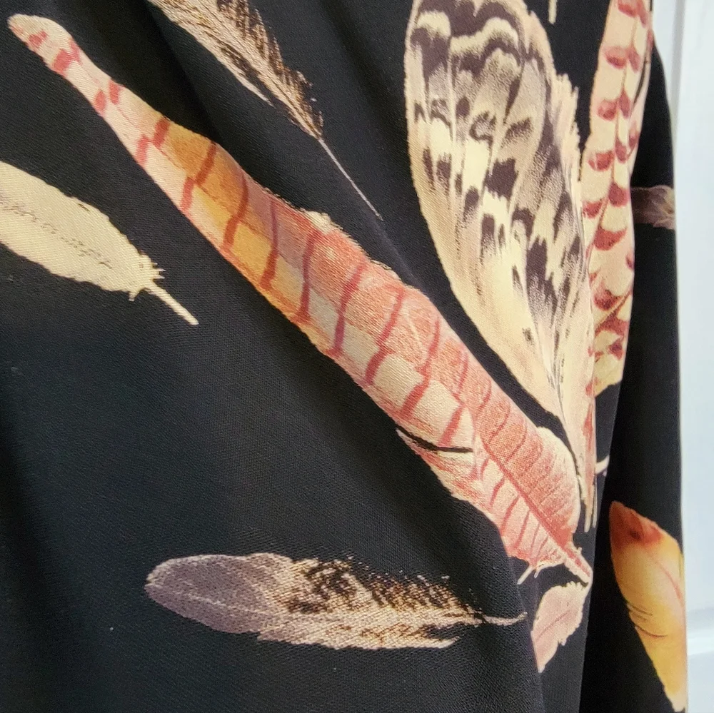 Pinky Otto Black Leaves Print Dress Sz. S - Picture 5 of 9